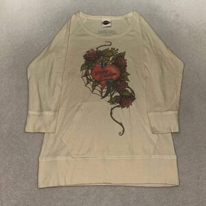 2007 Harley-Davidson Pullover Tattoo Floral Spiderweb Rose Graphic Sweatshirt M